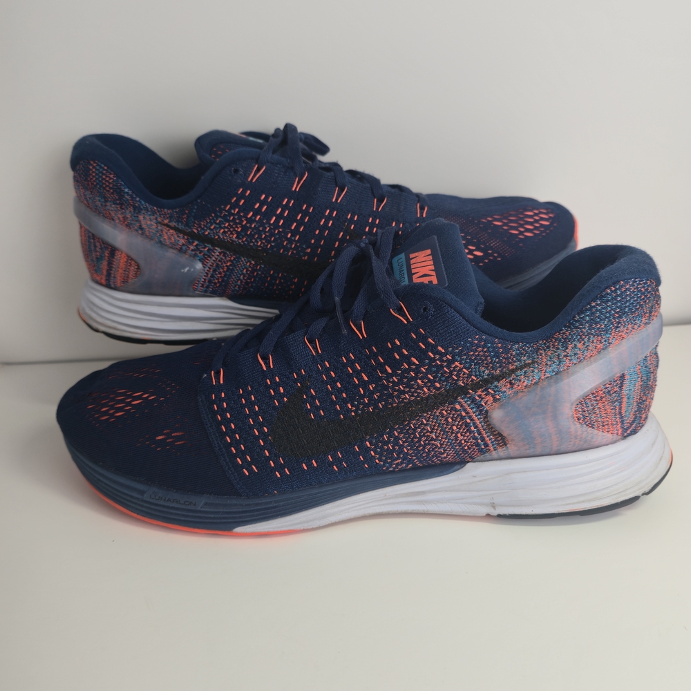 Nike LunarGlide 7 Running Shoes Blue Orange Men's Athletic Sneakers Size 15